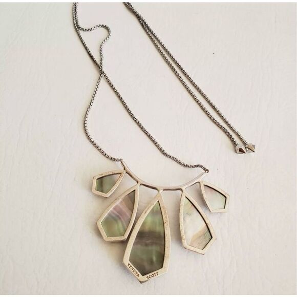 Kendra Scott Rhyan Adjustable Rhodium Mother of Pearl Statement Necklace - Picture 4 of 11